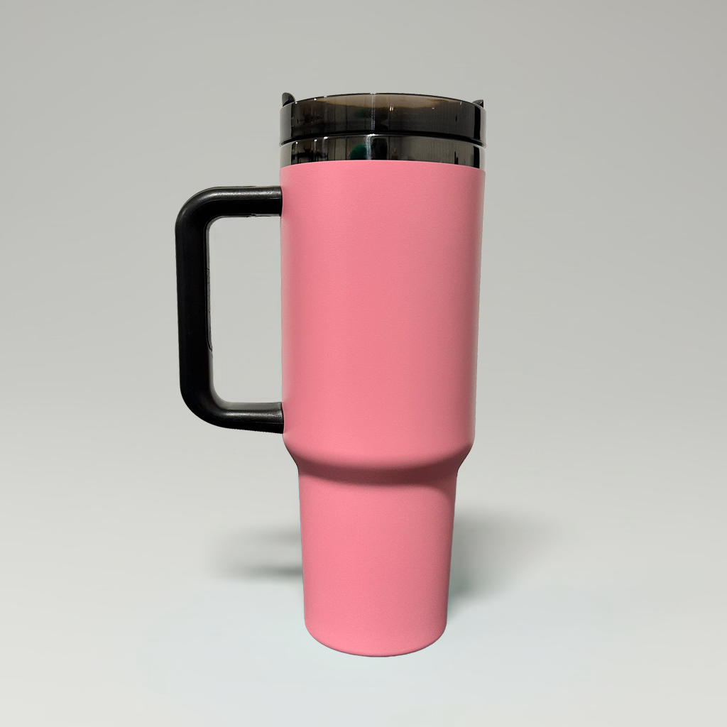 Custom Laser-Engraved 40 oz Mirror Black Plated Tumbler – Pink