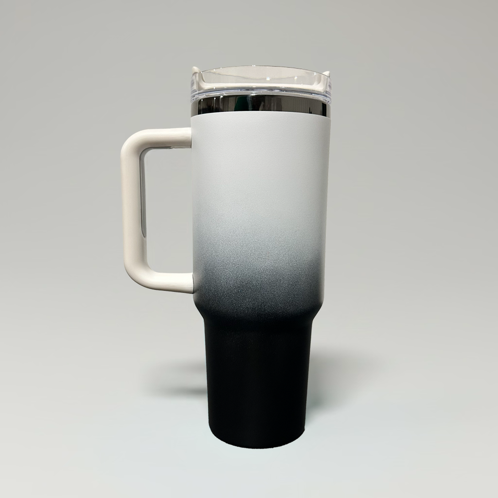 Custom Laser-Engraved 40 oz Mirror Black Plated Tumbler – Ombre Black