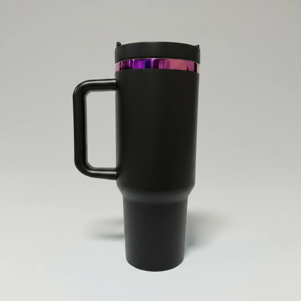 Custom Laser-Engraved 40 oz Purple/Pink Plated Tumbler – Black