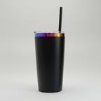 Custom Laser-Engraved 20 oz Rainbow Plated Tumbler – Black