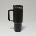 Custom Laser-Engraved 40 oz Rainbow Plated Tumbler – Black