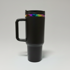 Custom Laser-Engraved 40 oz Rainbow Plated Tumbler – Black