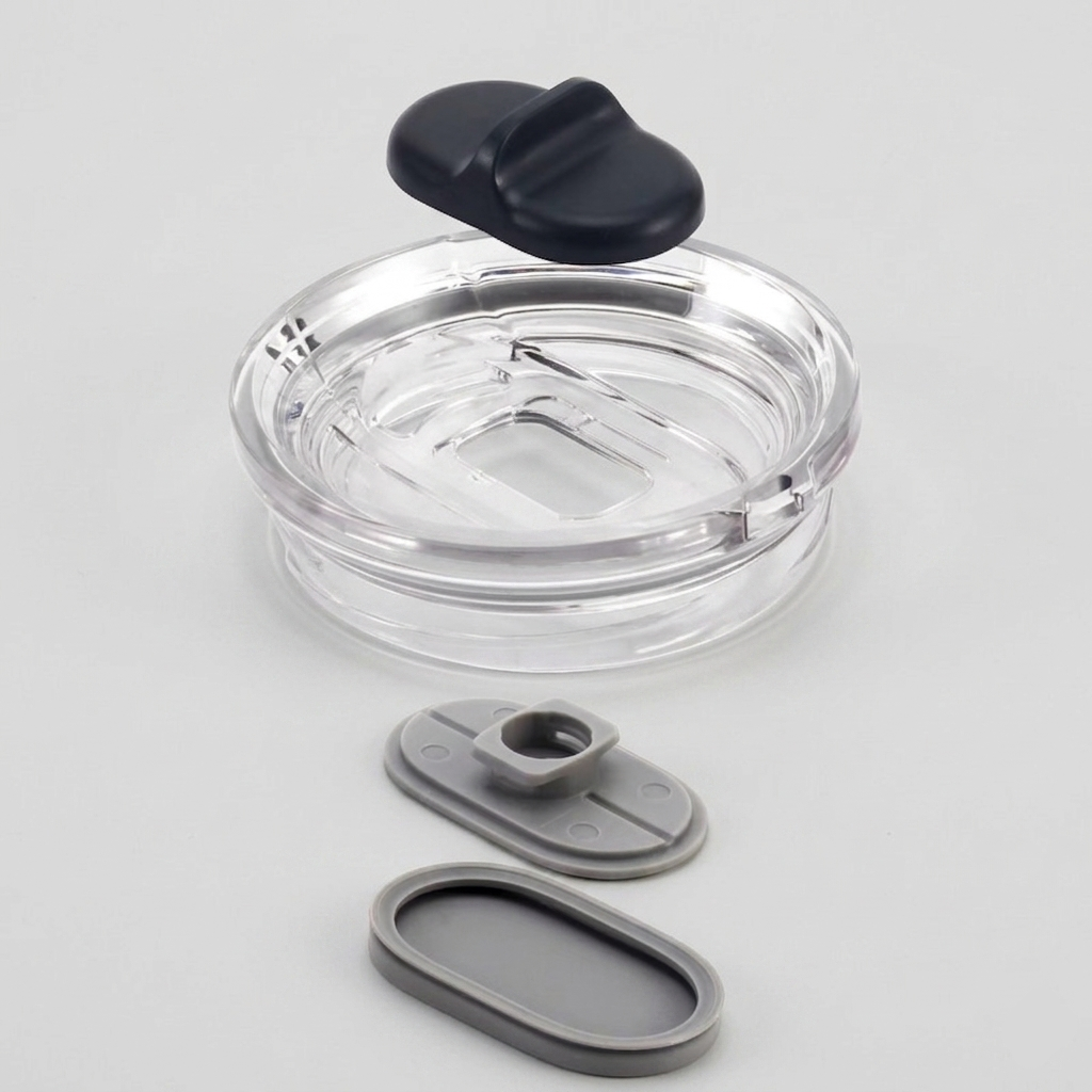Leakproof sliding lid components and silicone seal